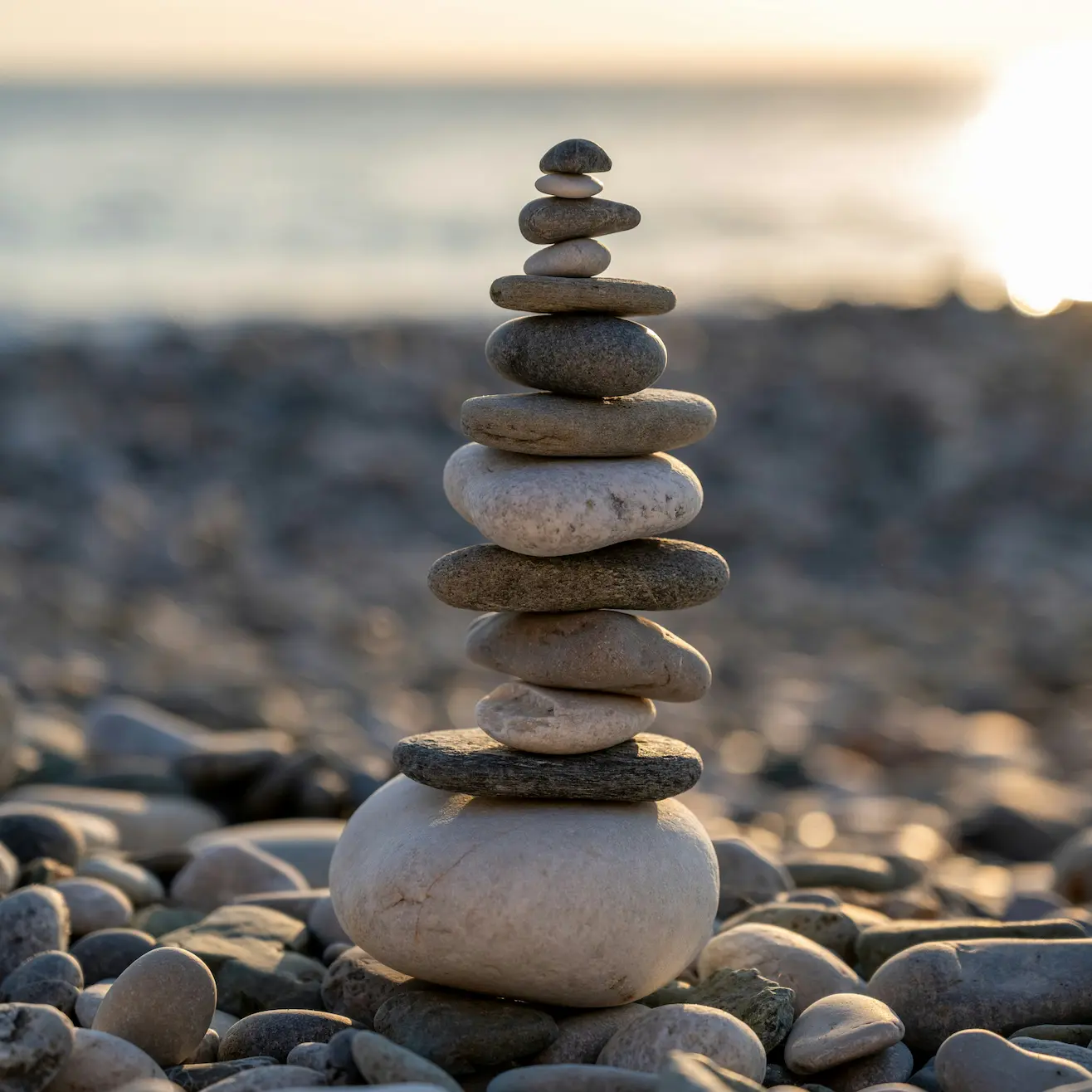 Stacked stones representing balance, stability and family wellbeing